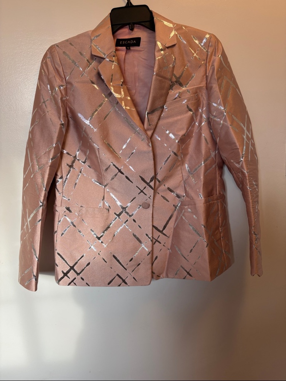 Escada Pink Jacket with Silver Metallic Grid